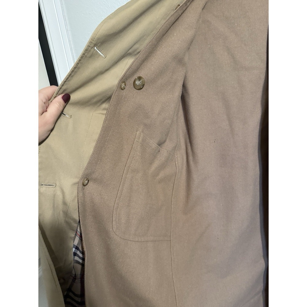 Vintage Tan Canvas Trench Coat With Wool Blend Removable Liner Unbranded Size 6 - Picture 3 of 11